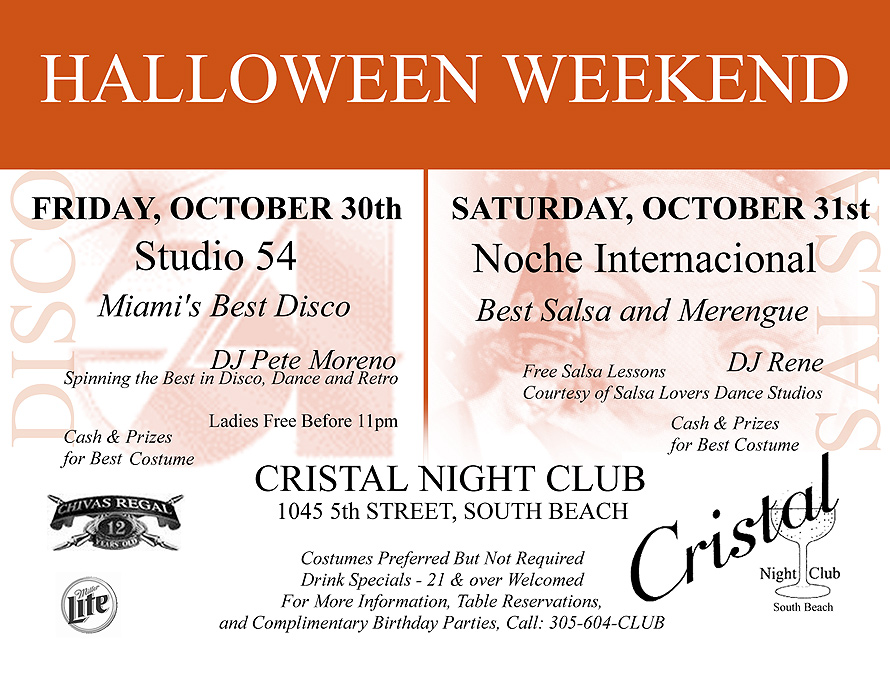 Halloween Weekend at Cristal Nightclub