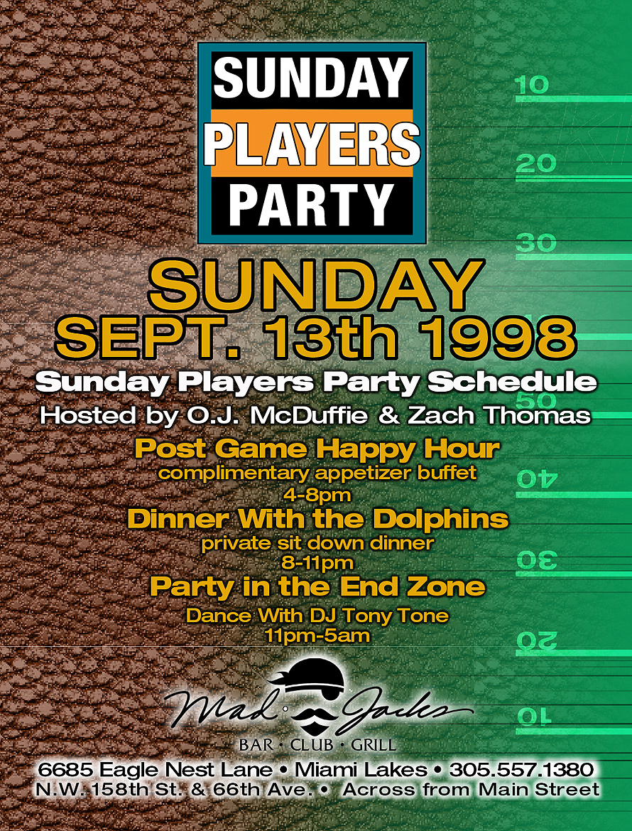 Mad Jacks Bar and Grill Dolphins Schedule
