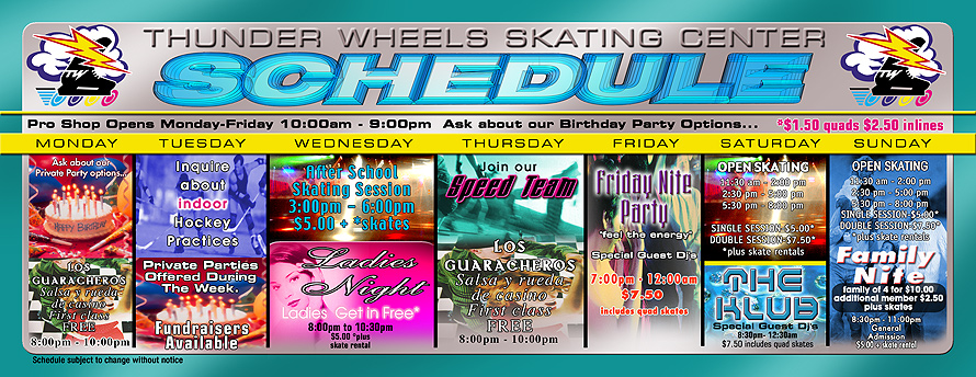 Thunder Wheels Weekly Schedule Miami