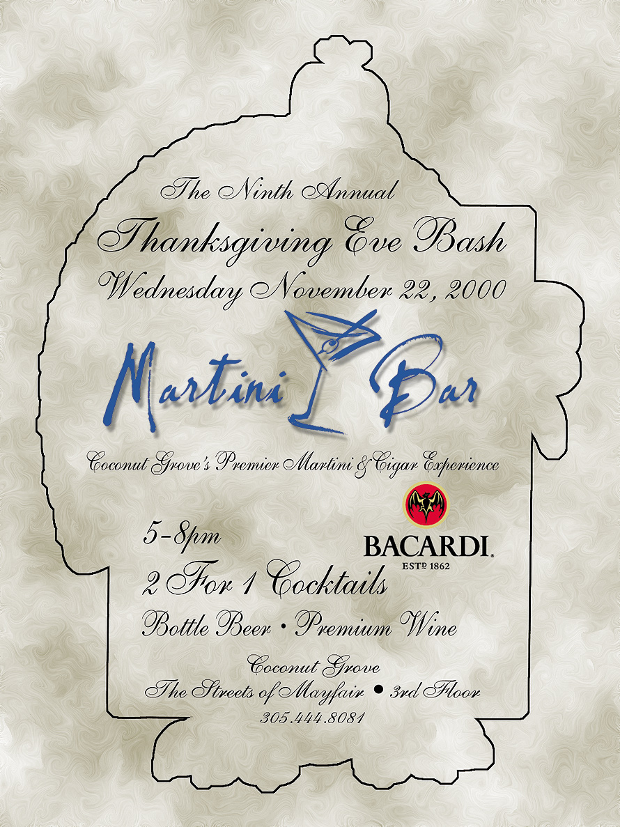 Thanksgiving Bash at Martini Bar in Coconut Grove