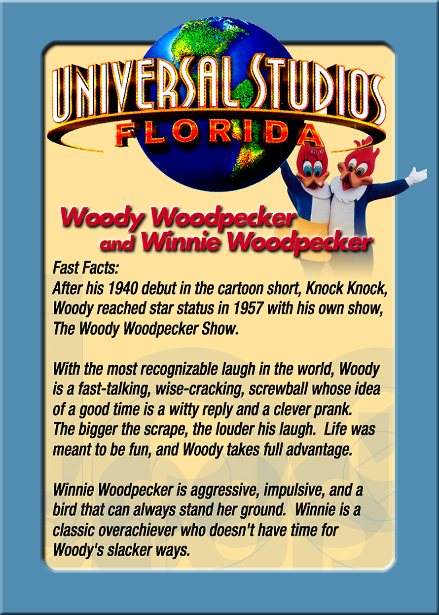 Universal Studios Trading Cards Woody and Winnie Woodpecker