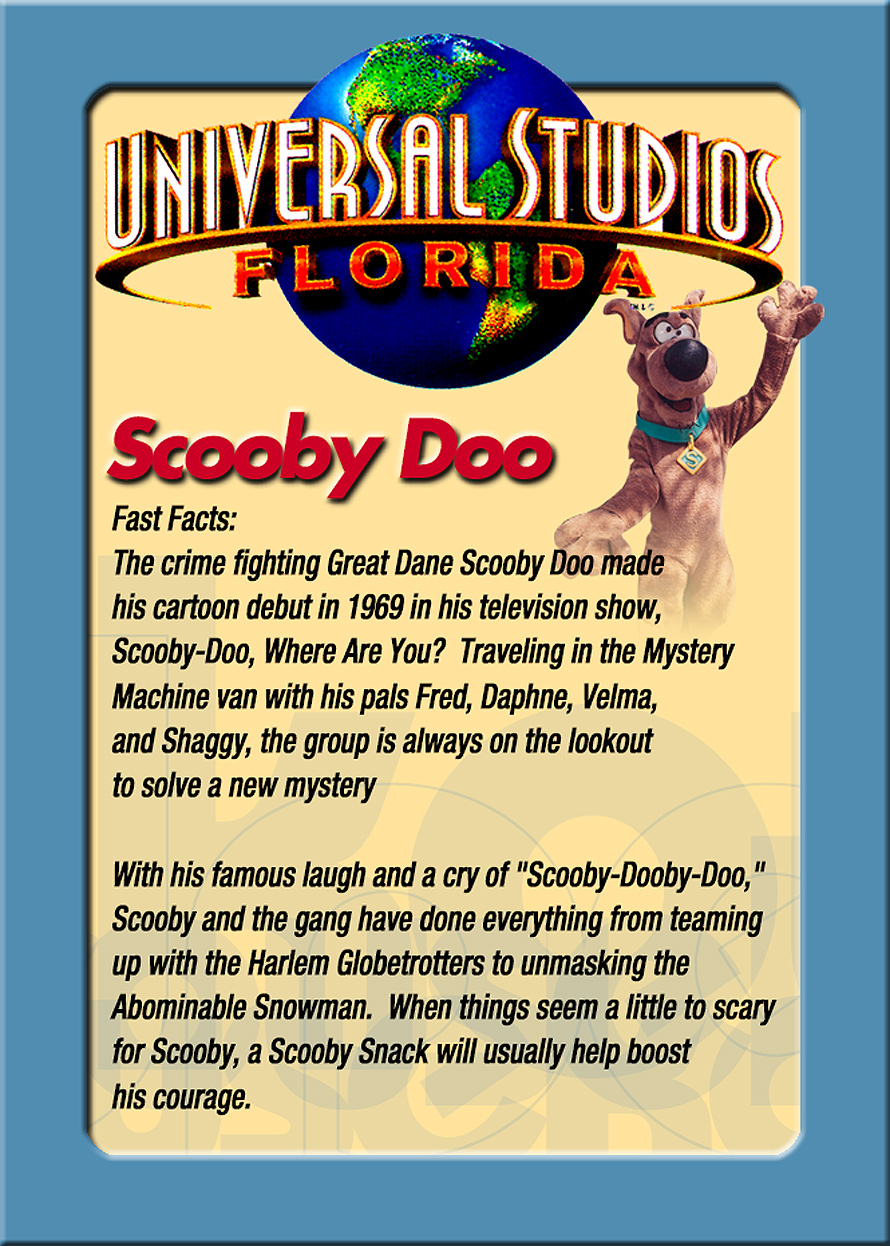 Universal Studios Trading Cards Scooby Doo