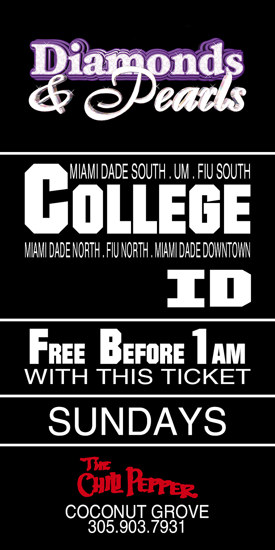 Planet Reggae and Diamonds and Pearls College ID Ticket