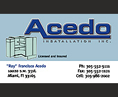 Acedo Installation Inc. - created January 11, 2001