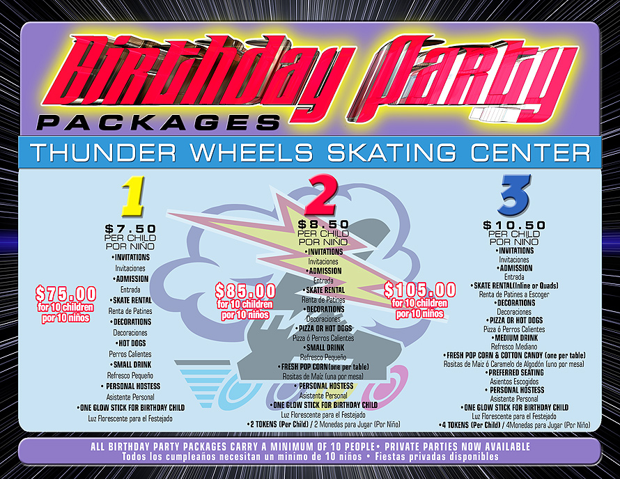 Thunder Wheels Birthday Party Packages