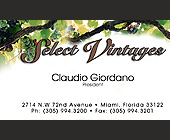 Select Vintages Business Cards - created September 25, 2001