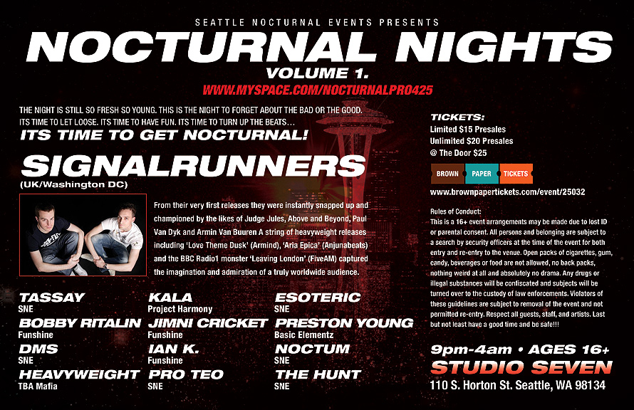 Seattle Nocturnal Events Presents Noctural Nights