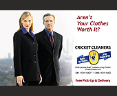 Cricket Cleaners - tagged with indicia
